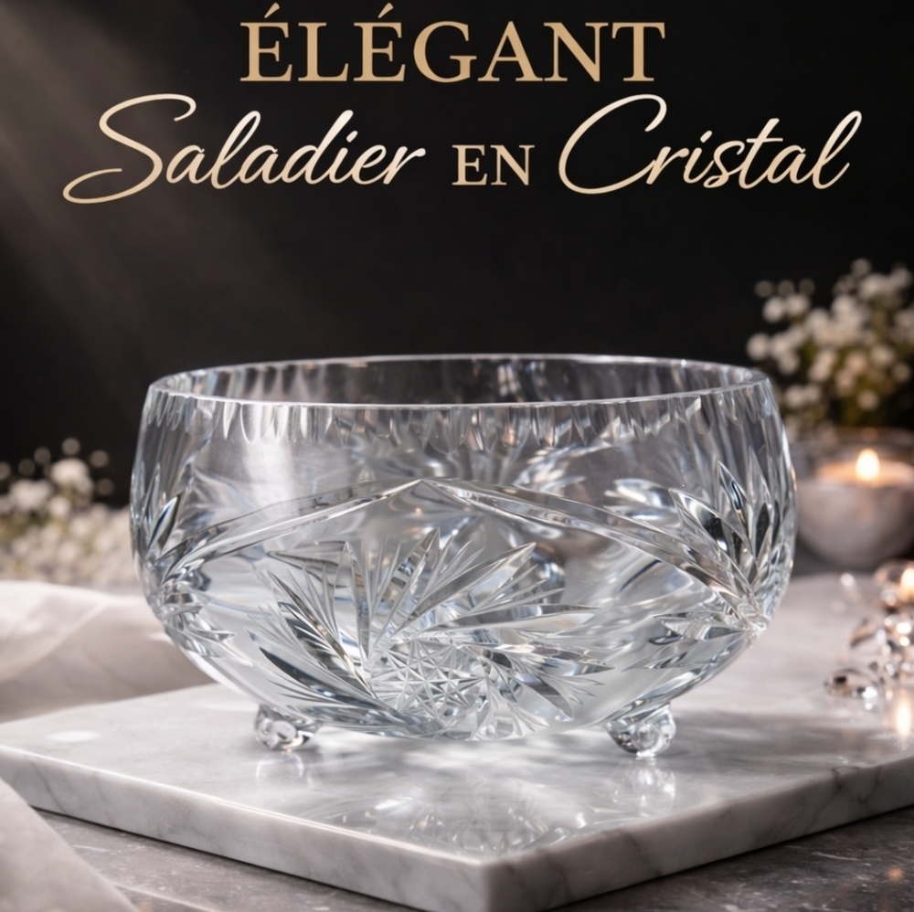 Elegant Crystal Cut Glass Bowl Pinwheel
